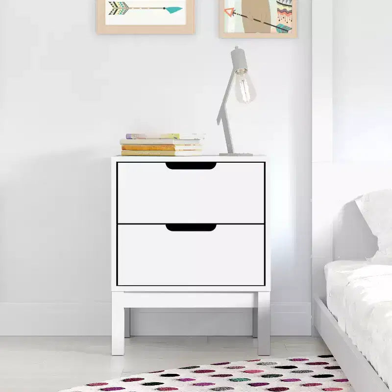 Table de chevet double tiroir pour enfants avec cadre en bois massif, table d'appoint pour chambre d'enfant