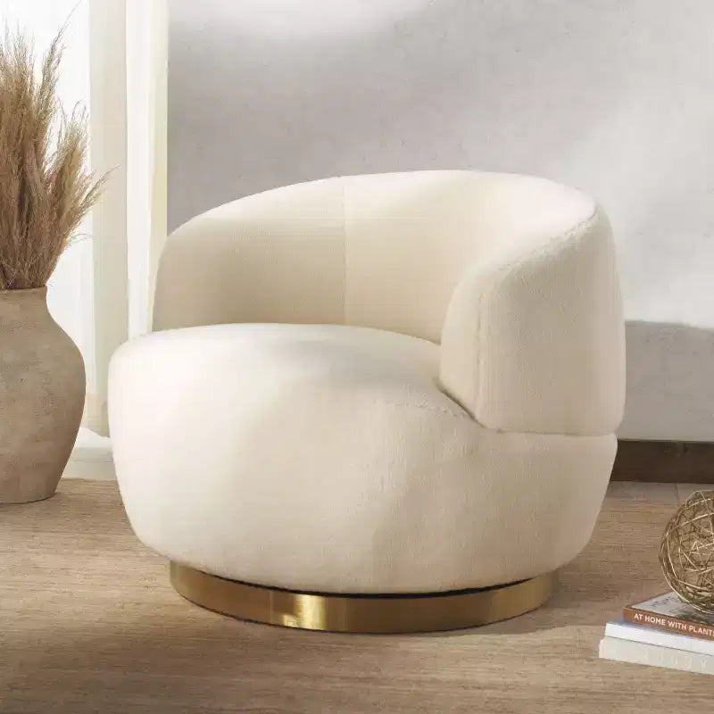 Fauteuil pivotant en fausse laine d'agneau