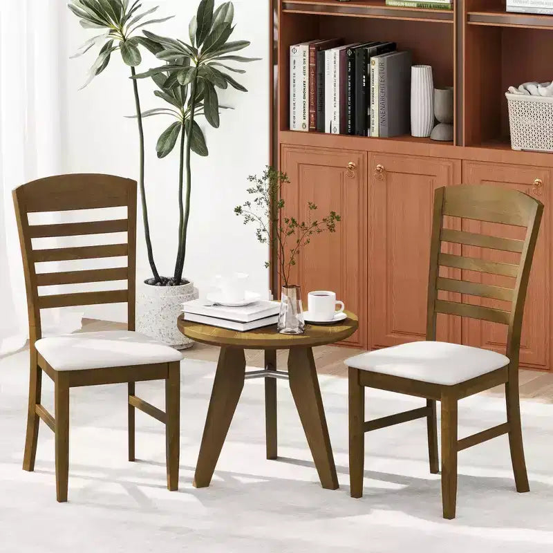 Lot de 2/4 chaises de salle à manger en bois, chaises d'appoint rembourrées en tissu avec structure en bois d'hévéa