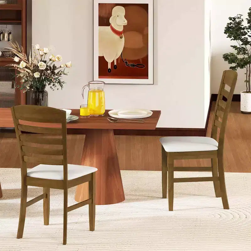 Lot de 2/4 chaises de salle à manger en bois, chaises d'appoint rembourrées en tissu avec structure en bois d'hévéa