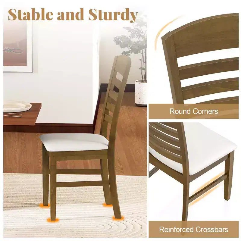 Lot de 2/4 chaises de salle à manger en bois, chaises d'appoint rembourrées en tissu avec structure en bois d'hévéa