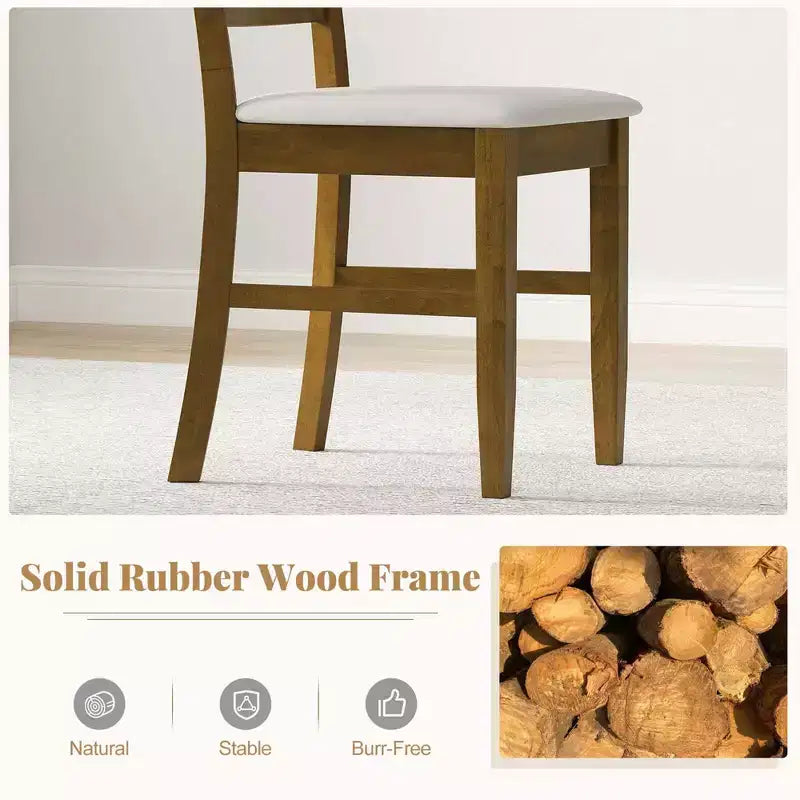 Lot de 2/4 chaises de salle à manger en bois, chaises d'appoint rembourrées en tissu avec structure en bois d'hévéa