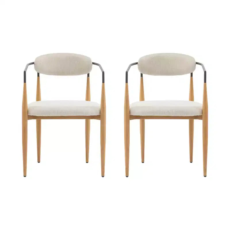 Chaises de salle à manger modernes rembourrées en fer avec dossier ouvert incurvé (Lot de 2)