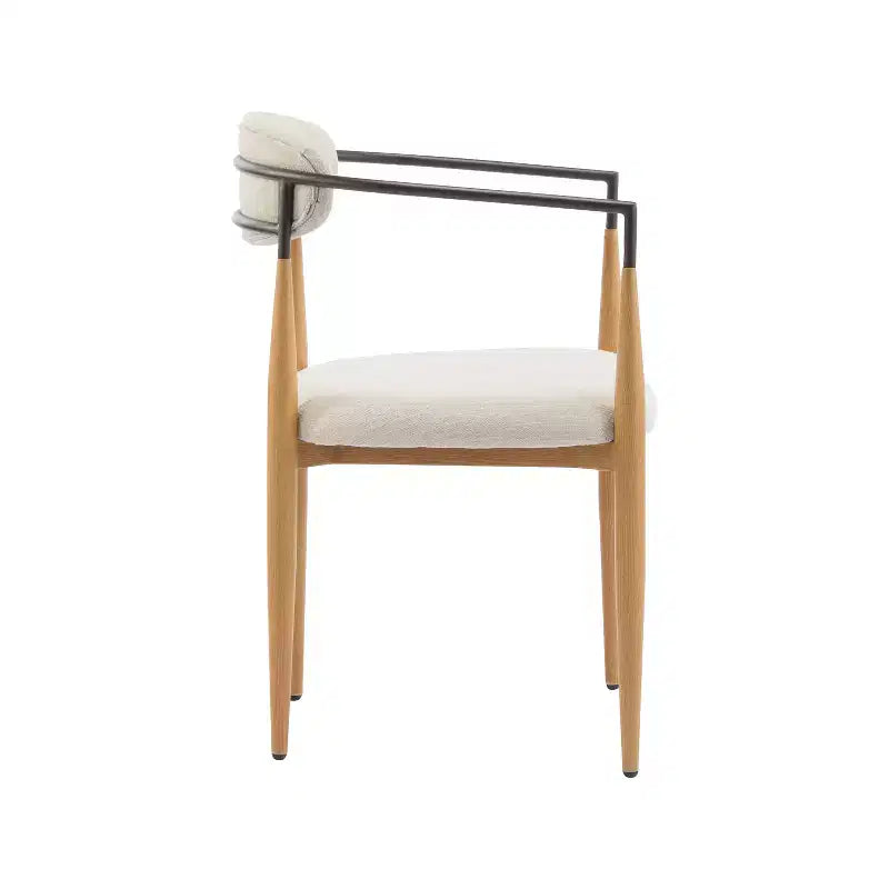 Chaises de salle à manger modernes rembourrées en fer avec dossier ouvert incurvé (Lot de 2)