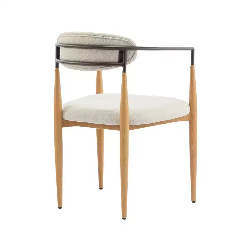 Chaises de salle à manger modernes rembourrées en fer avec dossier ouvert incurvé (Lot de 2)
