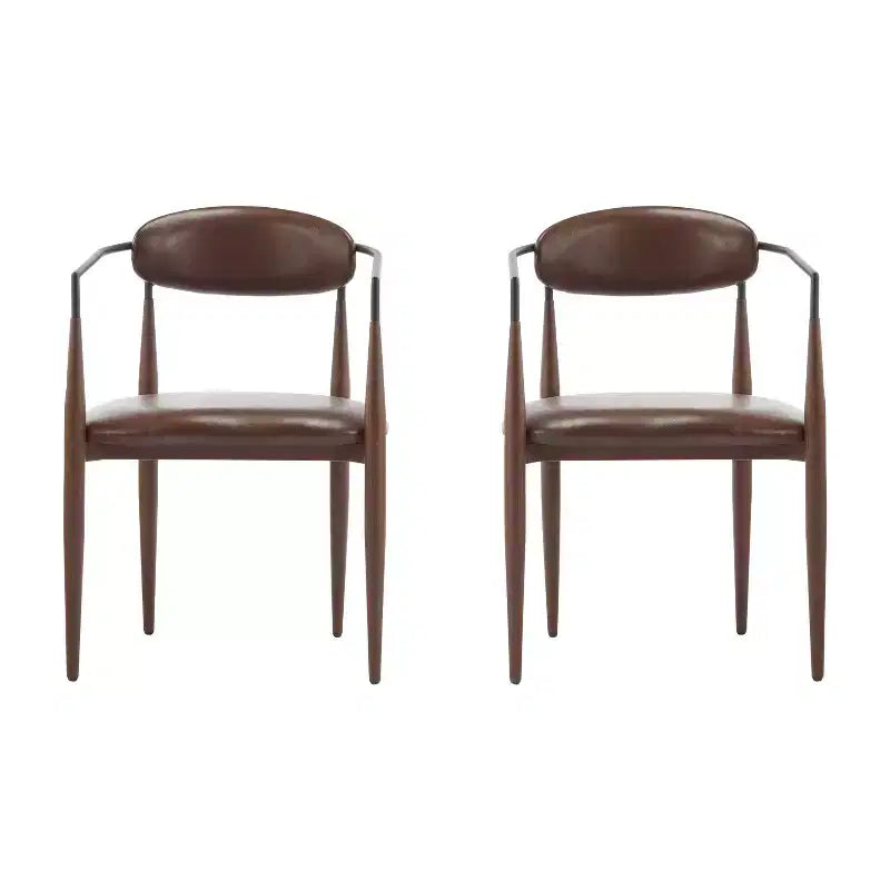 Chaises de salle à manger modernes rembourrées en fer avec dossier ouvert incurvé (Lot de 2)