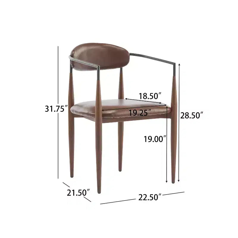 Chaises de salle à manger modernes rembourrées en fer avec dossier ouvert incurvé (Lot de 2)
