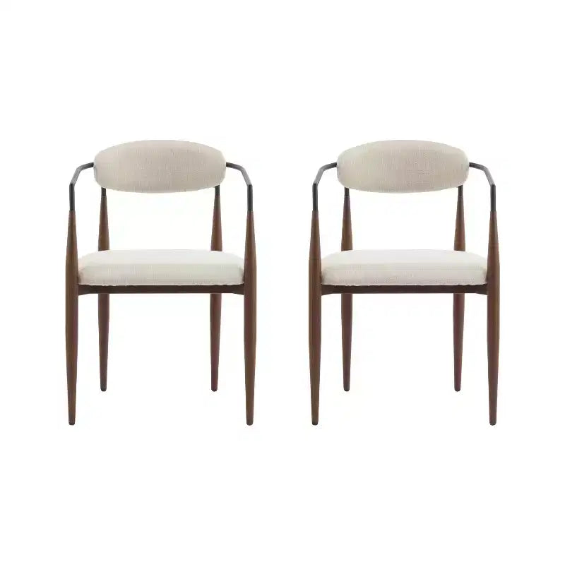Chaises de salle à manger modernes rembourrées en fer avec dossier ouvert incurvé (Lot de 2)