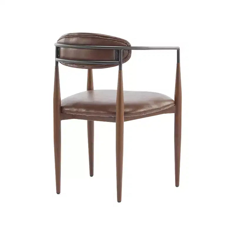 Chaises de salle à manger modernes rembourrées en fer avec dossier ouvert incurvé (Lot de 2)