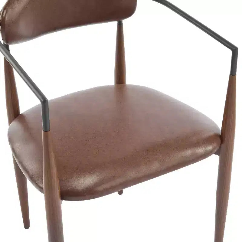 Chaises de salle à manger modernes rembourrées en fer avec dossier ouvert incurvé (Lot de 2)