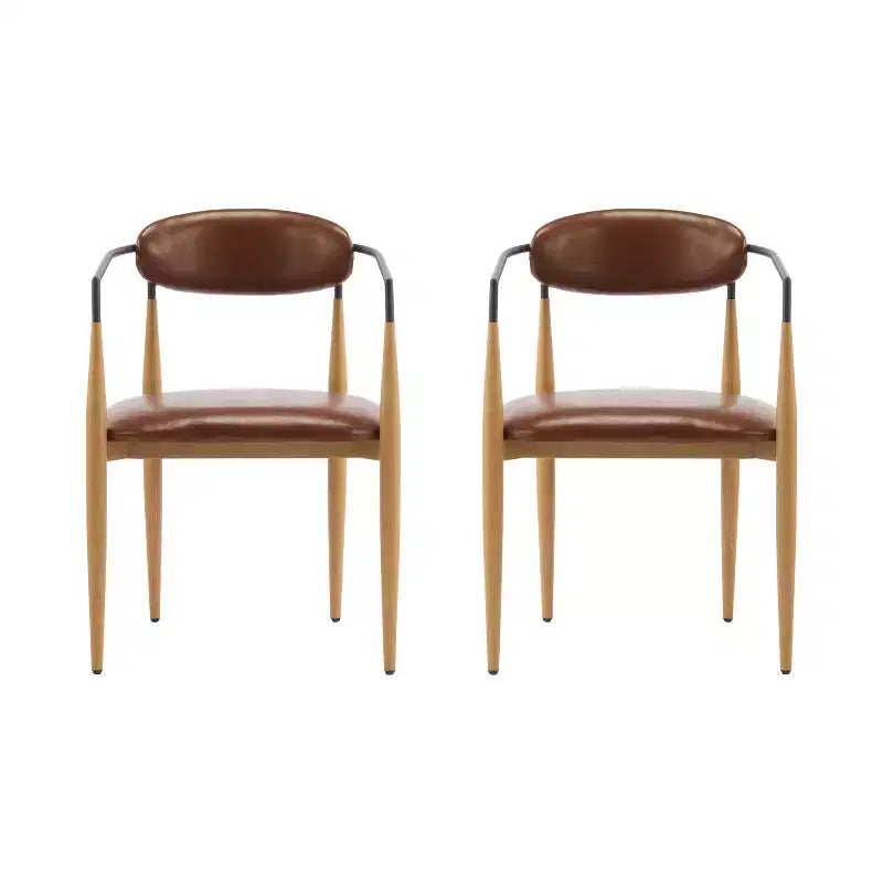 Chaises de salle à manger modernes rembourrées en fer avec dossier ouvert incurvé (Lot de 2)