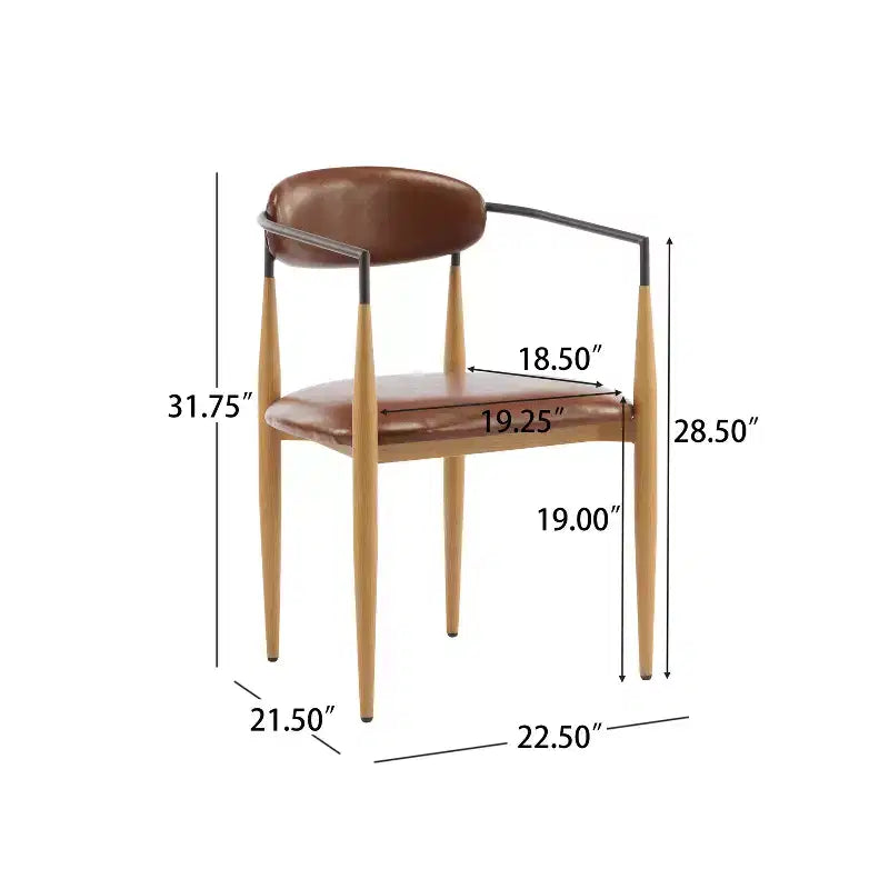 Chaises de salle à manger modernes rembourrées en fer avec dossier ouvert incurvé (Lot de 2)