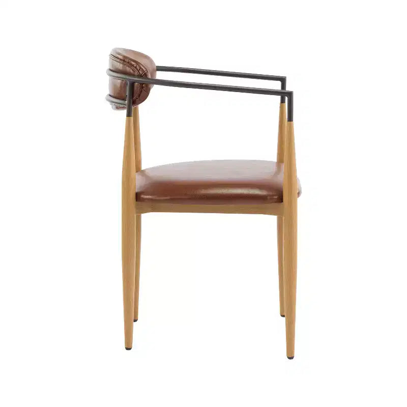 Chaises de salle à manger modernes rembourrées en fer avec dossier ouvert incurvé (Lot de 2)