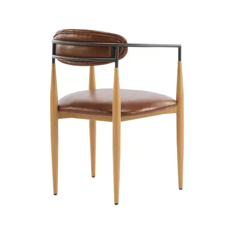 Chaises de salle à manger modernes rembourrées en fer avec dossier ouvert incurvé (Lot de 2)