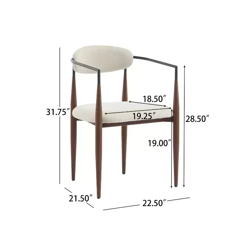 Chaises de salle à manger modernes rembourrées en fer avec dossier ouvert incurvé (Lot de 2)