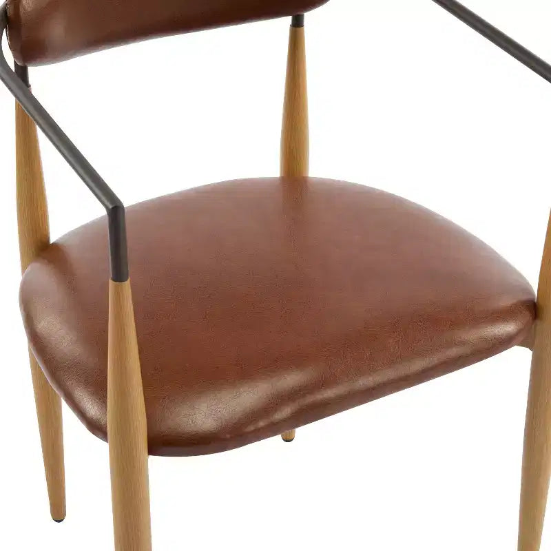Chaises de salle à manger modernes rembourrées en fer avec dossier ouvert incurvé (Lot de 2)