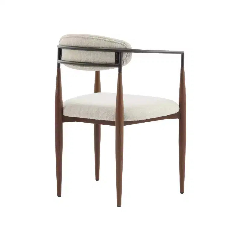 Chaises de salle à manger modernes rembourrées en fer avec dossier ouvert incurvé (Lot de 2)