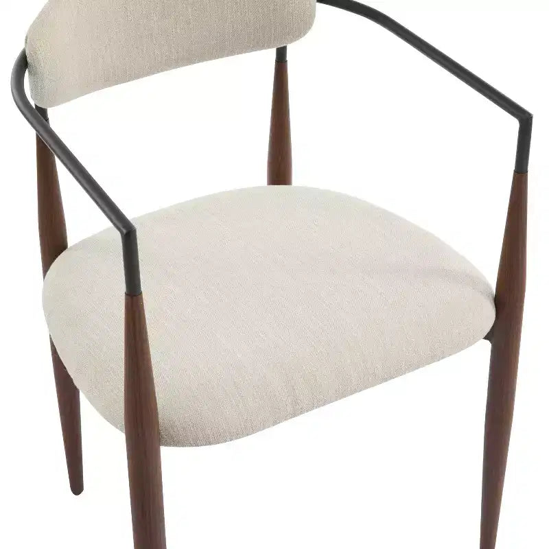 Chaises de salle à manger modernes rembourrées en fer avec dossier ouvert incurvé (Lot de 2)