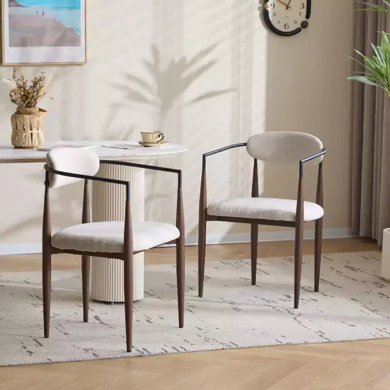 Christopher Knight Home Jaromir Modern Upholstered Iron Dining Chairs with Curved Open Back (Set of 2)