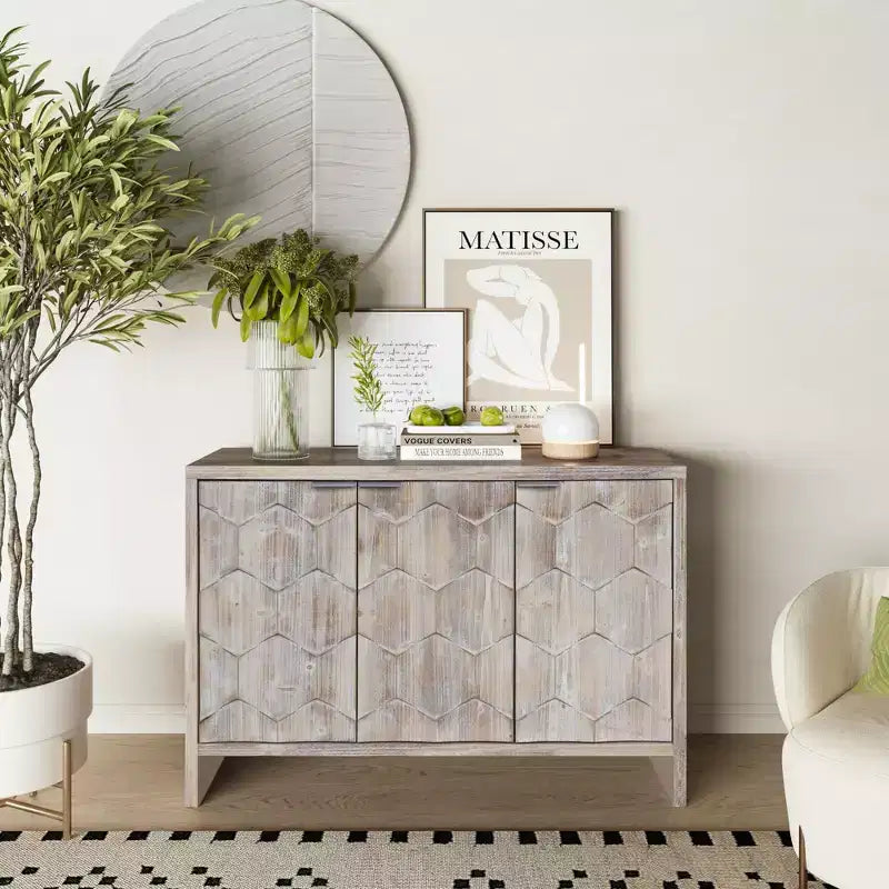 Meuble d'appoint style ferme, buffet en bois à 3 portes, bahut, meuble de rangement