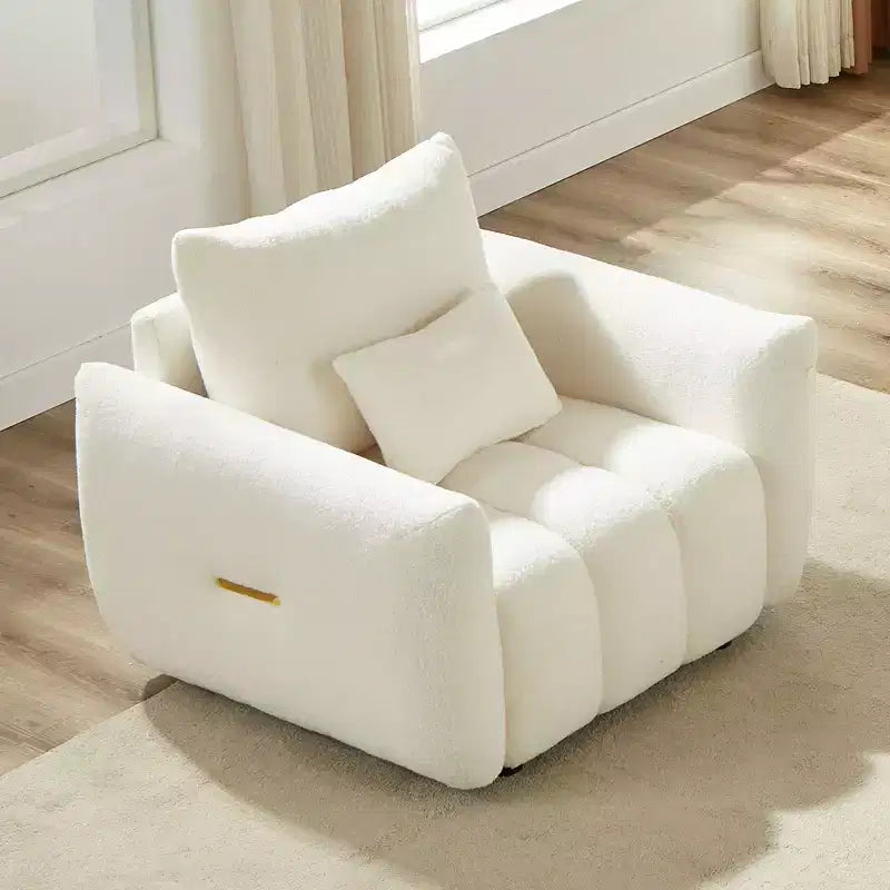 39.7Modern Teddy Fabric Sofa - Upholstered Lounge Chair with One Pillow, Ideal for Apartment, Office, Living Room, and Bedroom