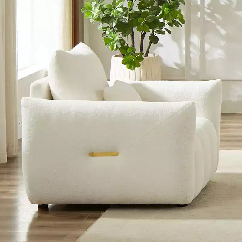39.7Canapé moderne en tissu Teddy - Fauteuil de salon rembourré avec un oreiller, idéal pour appartement, bureau, salon et chambre à coucher