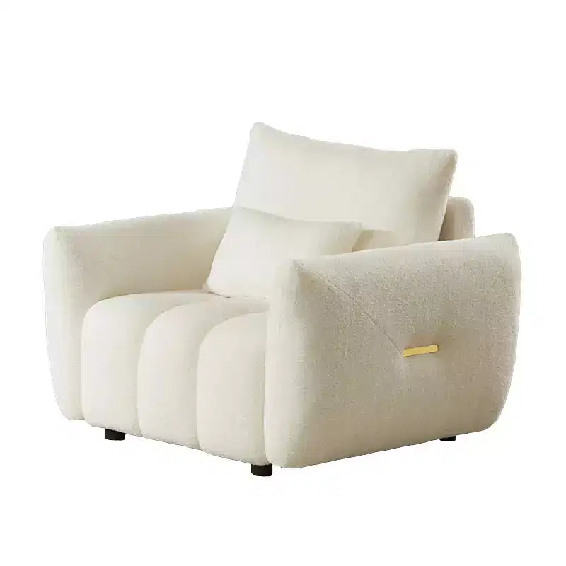 39.7Canapé moderne en tissu Teddy - Fauteuil de salon rembourré avec un oreiller, idéal pour appartement, bureau, salon et chambre à coucher