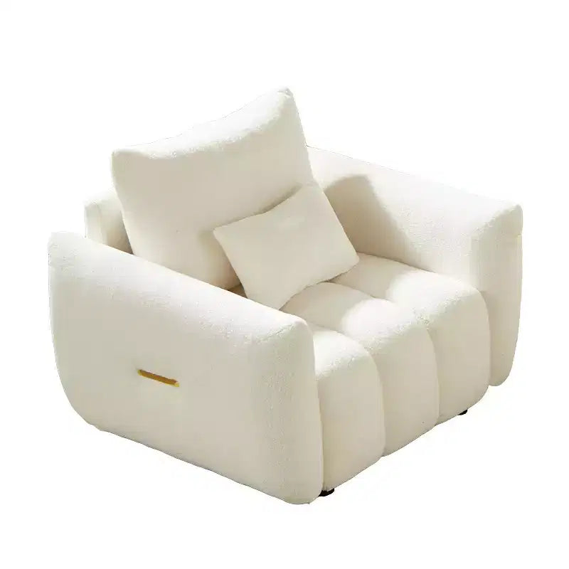 39.7Canapé moderne en tissu Teddy - Fauteuil de salon rembourré avec un oreiller, idéal pour appartement, bureau, salon et chambre à coucher