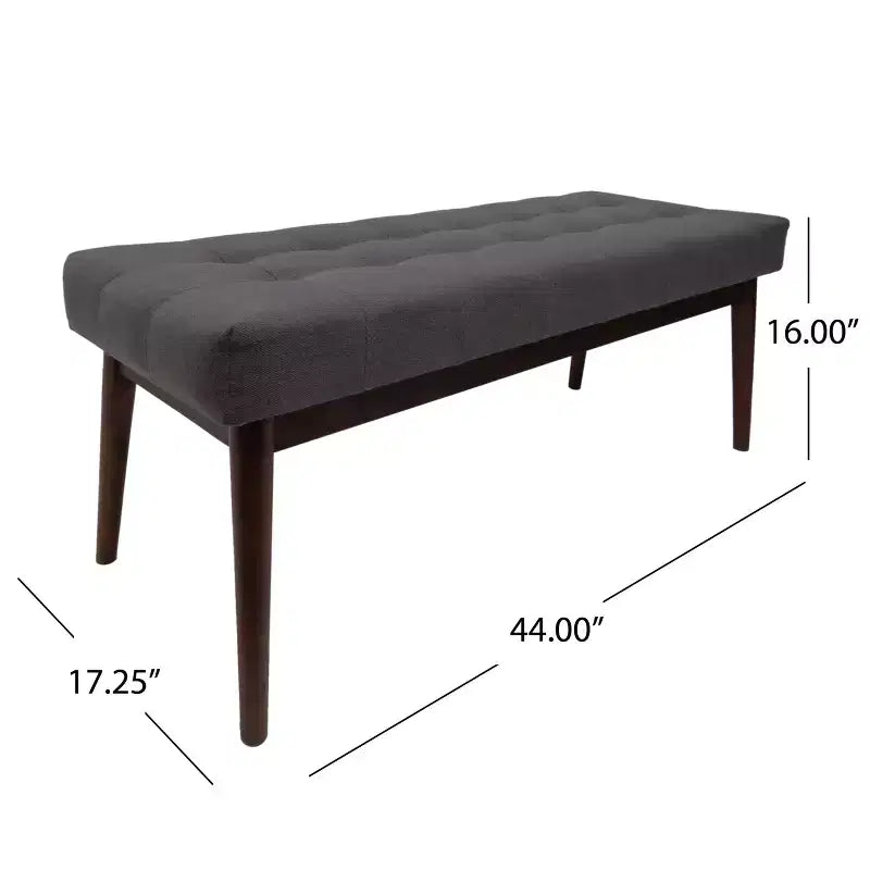 Ottoman en bois d'hévéa capitonné et rembourré, style Mid-Century Modern 44
