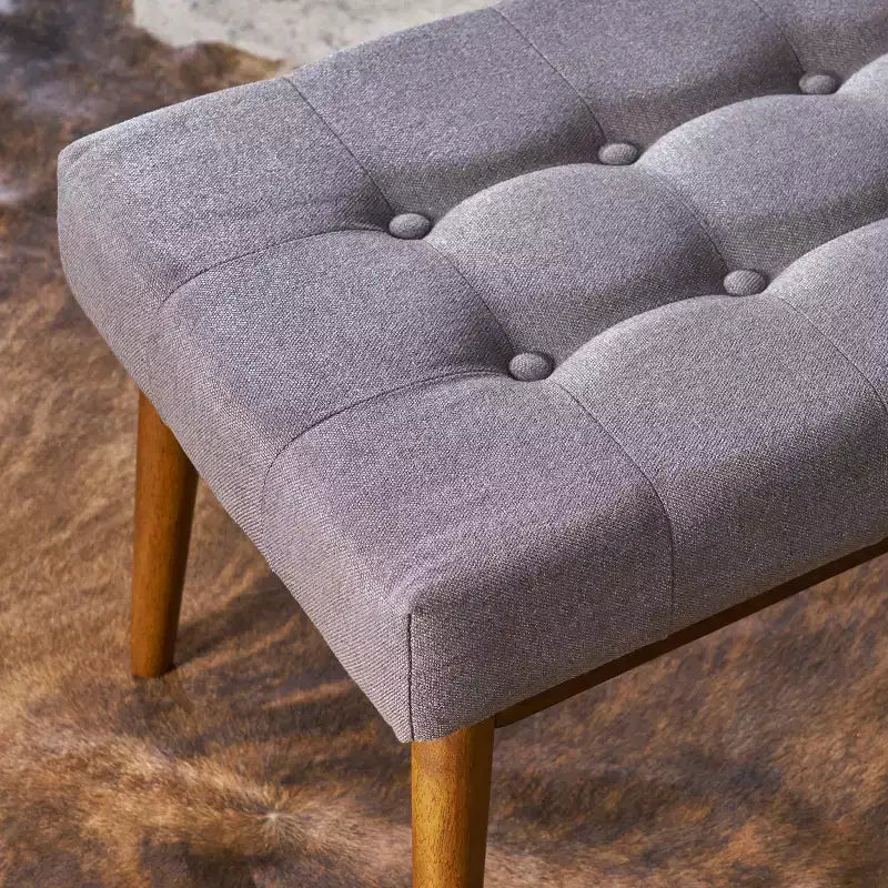 Ottoman en bois d'hévéa capitonné et rembourré, style Mid-Century Modern 44