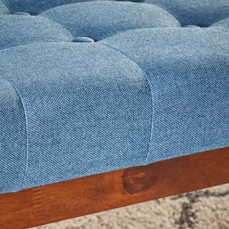 Ottoman en bois d'hévéa capitonné et rembourré, style Mid-Century Modern 44