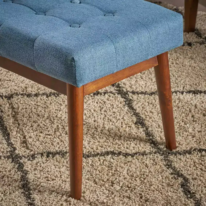 Ottoman en bois d'hévéa capitonné et rembourré, style Mid-Century Modern 44