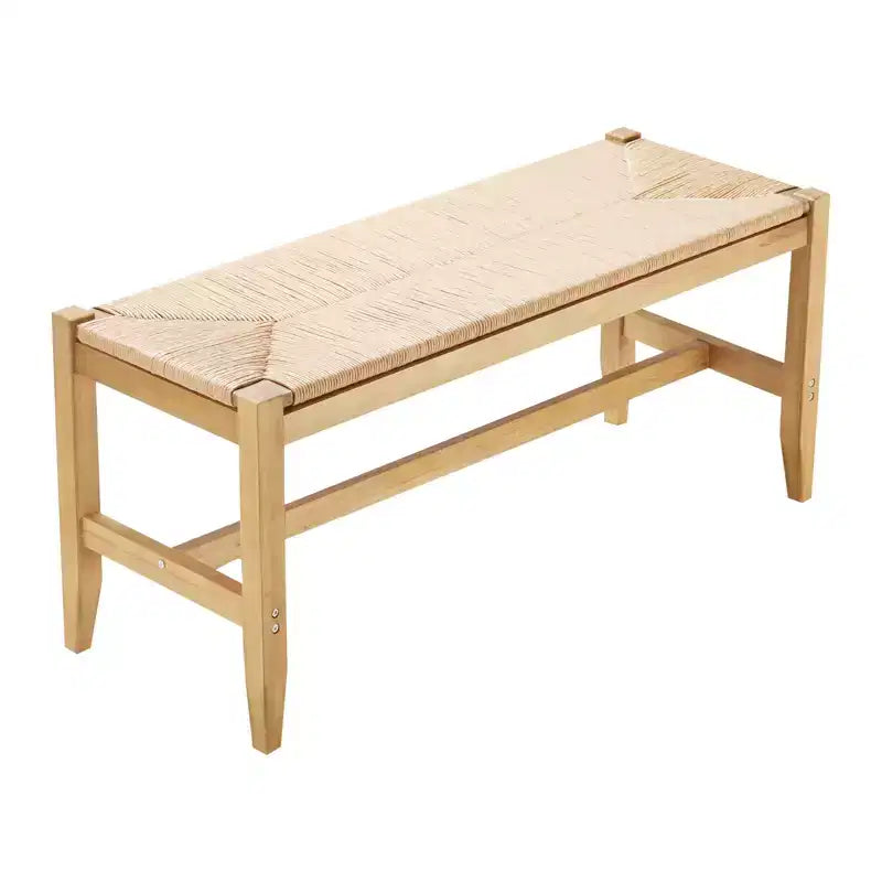 VEVOR Rattan Bench, 40 Wooden Rattan Bench, Entrywway Bench with Oak Wood Legs, Bedroom End of Bed Boho Bench with Hand Woven Rattan