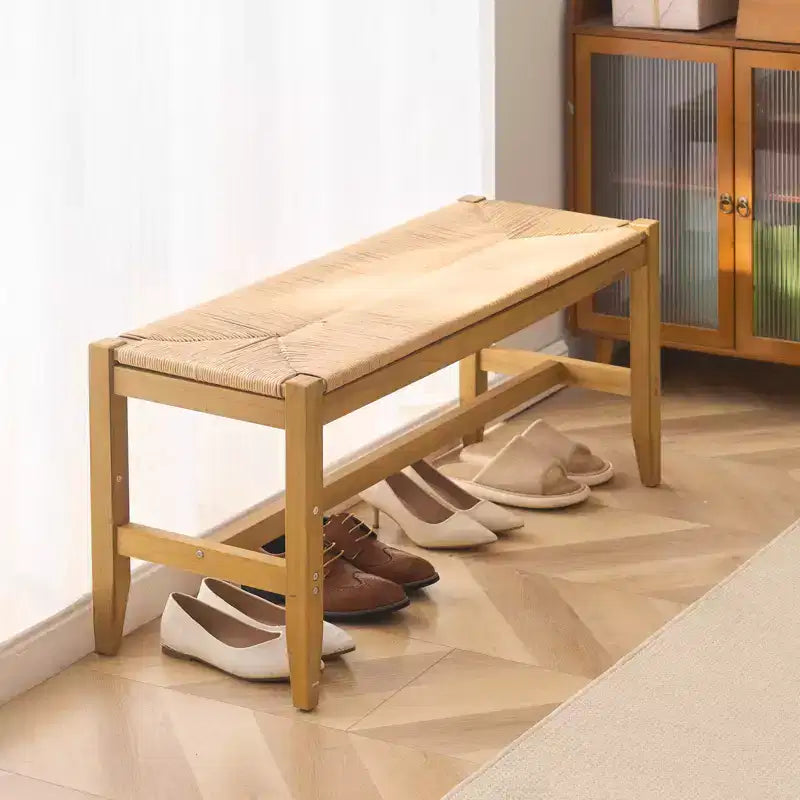 Banc en rotin, banc en rotin de 40", banc d'entrée avec pieds en chêne, banc de chambre bohème en bout de lit avec rotin tressé à la main
