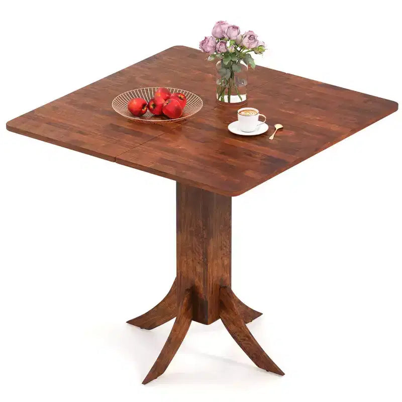 Costway Square Dining Table with Pedestal Base 33 Wooden Kitchen Table for 2-4 People