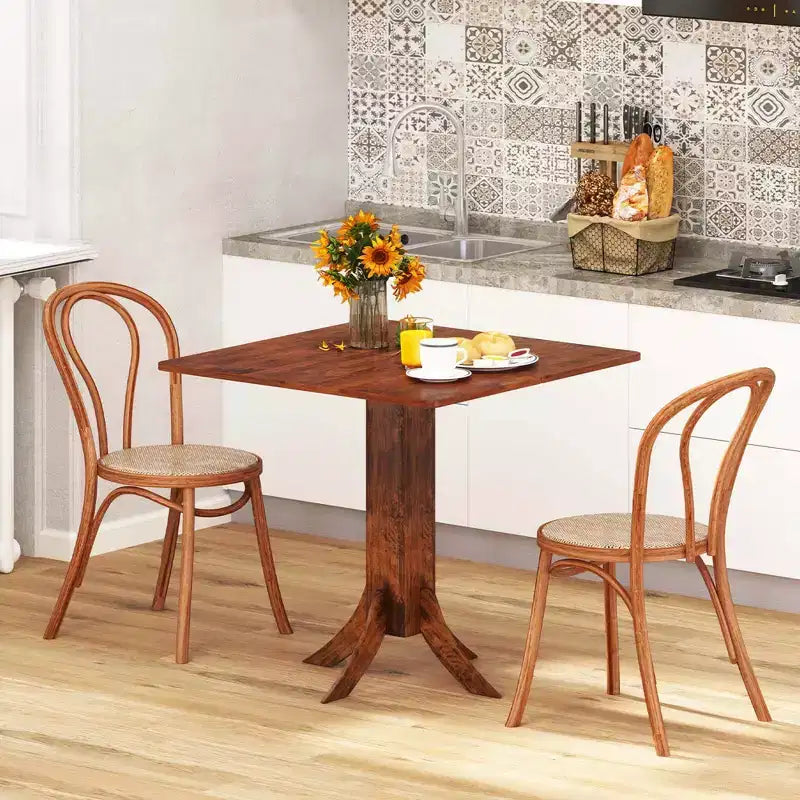 Table à manger carrée avec pied central 33 Table de cuisine en bois pour 2-4 personnes