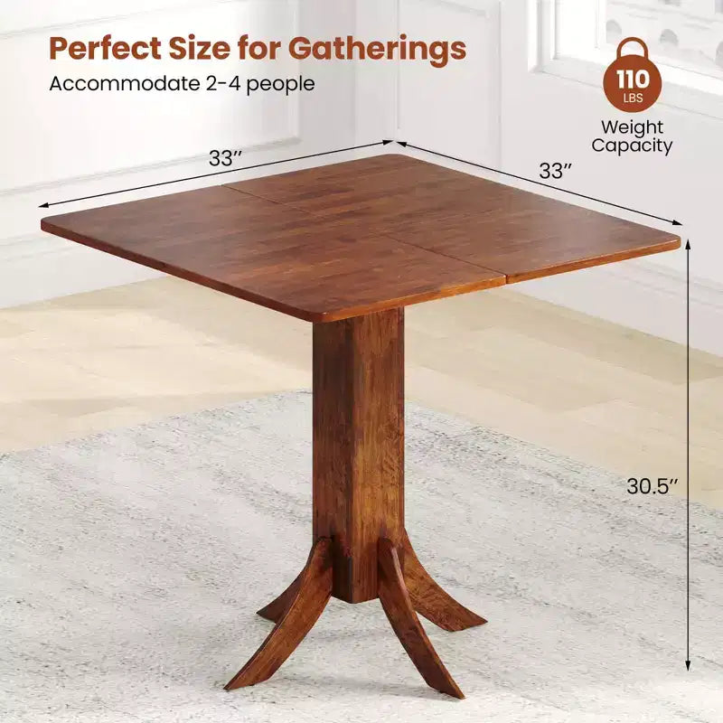 Table à manger carrée avec pied central 33 Table de cuisine en bois pour 2-4 personnes