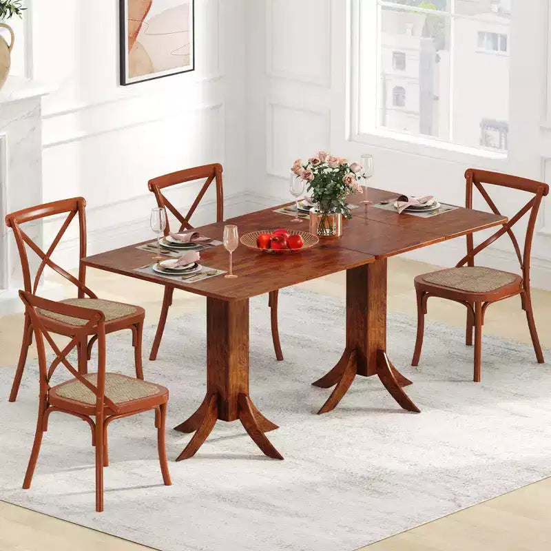 Table à manger carrée avec pied central 33 Table de cuisine en bois pour 2-4 personnes