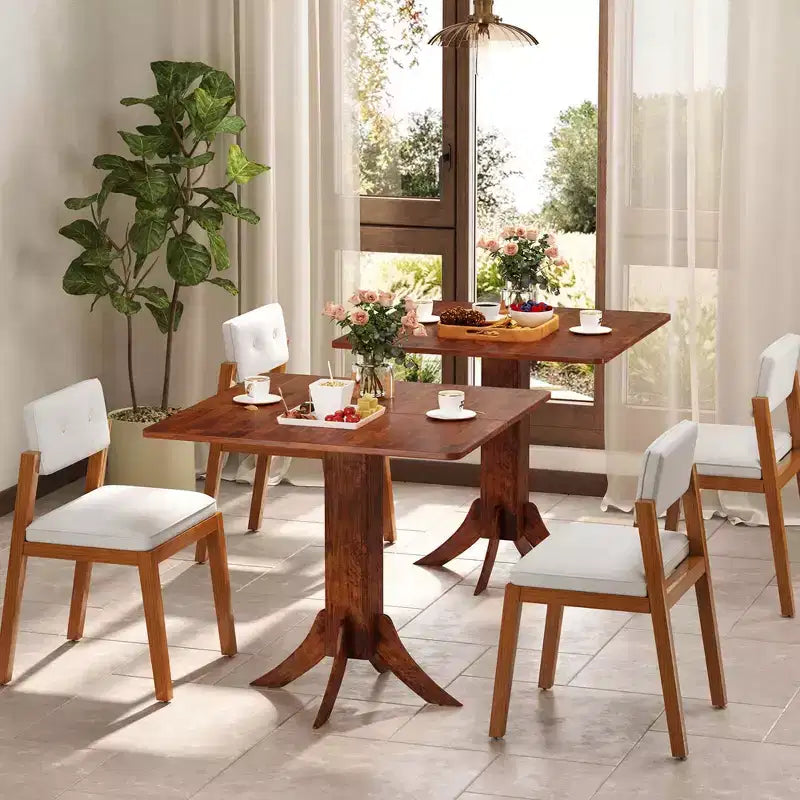 Table à manger carrée avec pied central 33 Table de cuisine en bois pour 2-4 personnes