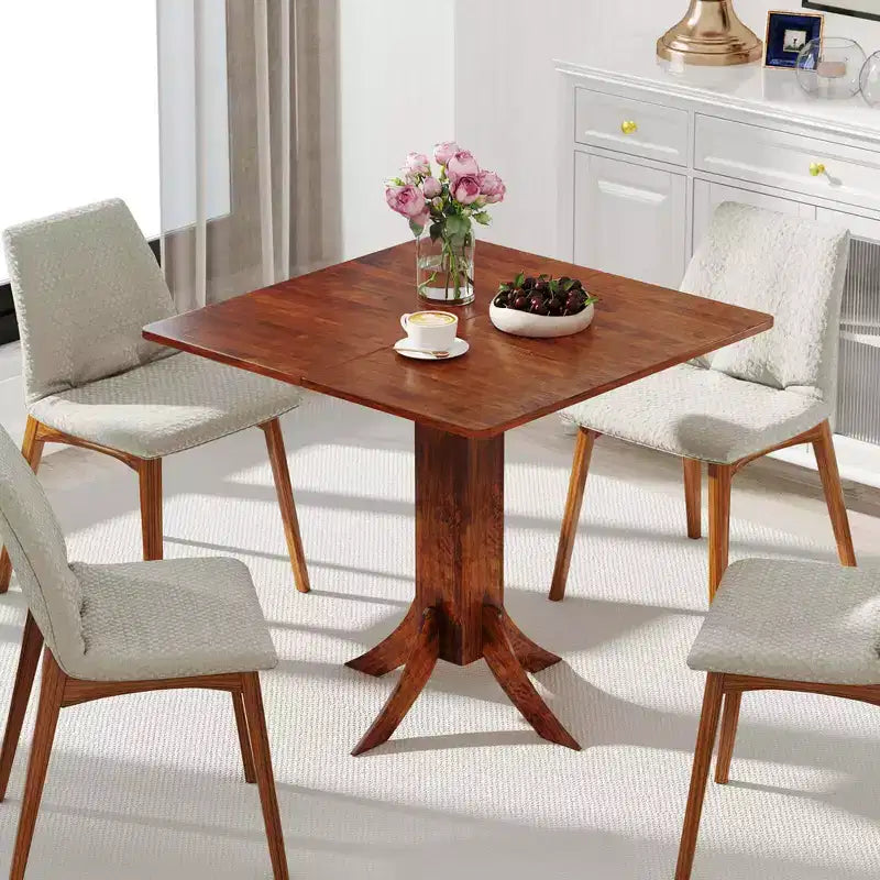 Table à manger carrée avec pied central 33 Table de cuisine en bois pour 2-4 personnes
