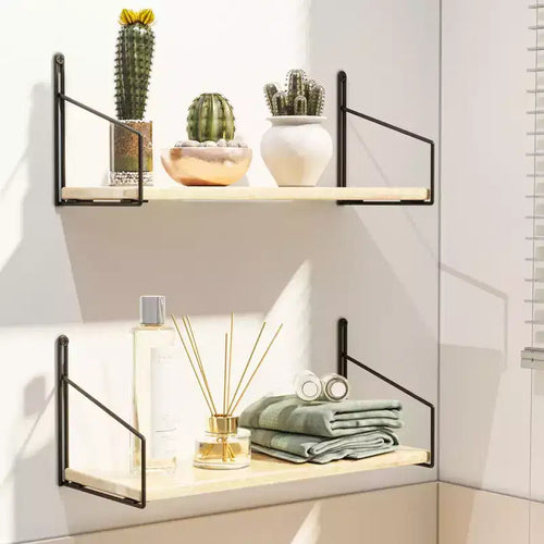 2-Piece Solid Wood Wall Shelf Set
