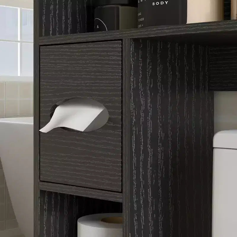 Meuble de rangement au-dessus des toilettes, Organisateur de salle de bain de style ferme avec portes de grange, Étagère réglable, Porte-papier toilette