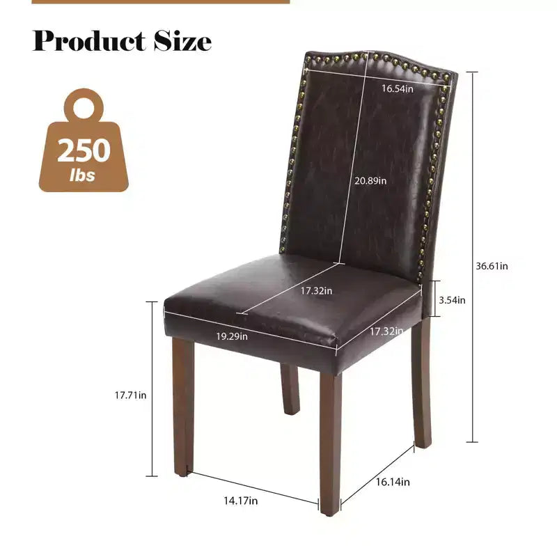 Chaises de salle à manger modernes sans accoudoirs avec tissu rembourré, garniture cloutée et pieds en bois