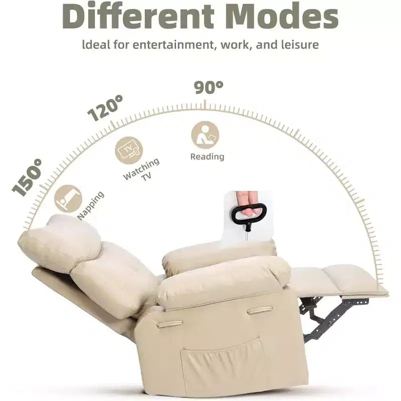 Fauteuil inclinable surdimensionné pour adultes - Canapé inclinable en cuir PU avec mousse haute densité, siège large et inclinaison manuelle douce