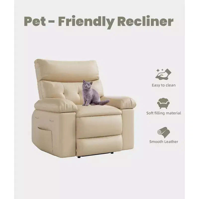 Fauteuil inclinable surdimensionné pour adultes - Canapé inclinable en cuir PU avec mousse haute densité, siège large et inclinaison manuelle douce