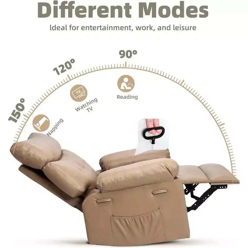 Fauteuil inclinable surdimensionné pour adultes - Canapé inclinable en cuir PU avec mousse haute densité, siège large et inclinaison manuelle douce