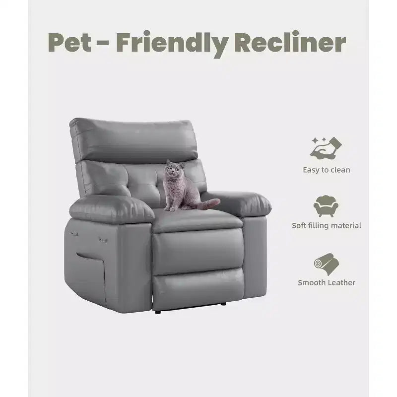 Fauteuil inclinable surdimensionné pour adultes - Canapé inclinable en cuir PU avec mousse haute densité, siège large et inclinaison manuelle douce