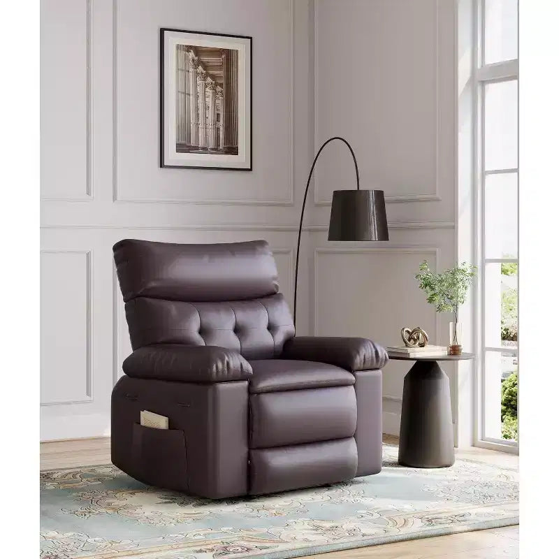 Oversized Recliner Chair for Adults - PU Leather Recliner Sofa with High-Density Foam, Wide Seat & Smooth Manual Recline