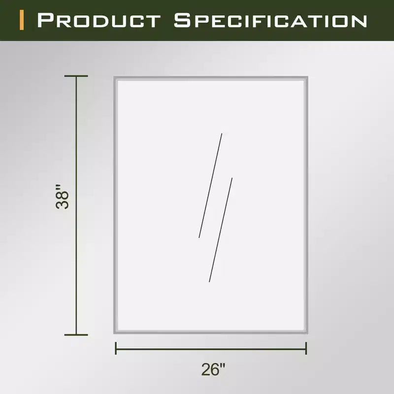 Miroir rectangulaire moderne en aluminium argenté de 96 cm avec cadre fin, angles droits, profondeur de 1,5 cm