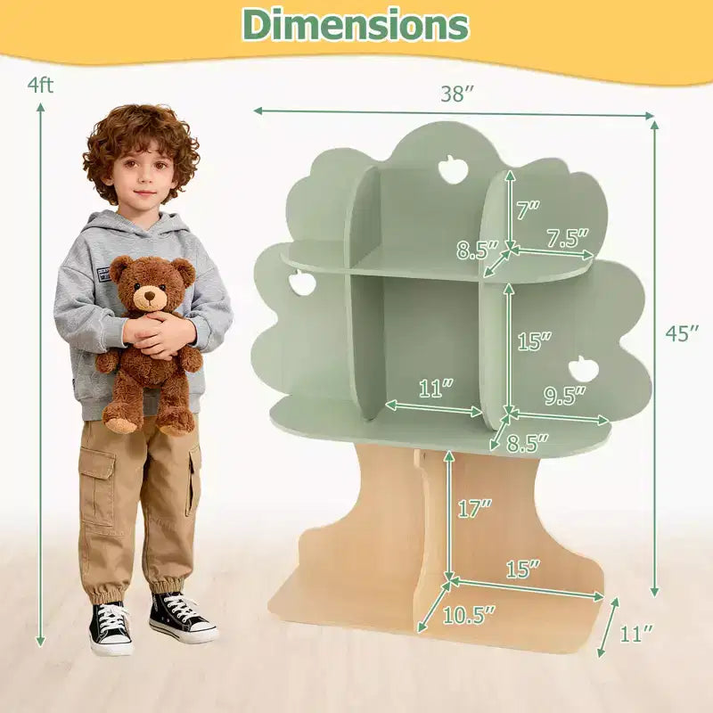 Étagère enfant en forme d'arbre avec étagères ouvertes pour coin lecture, chambre de bébé, salle de classe
